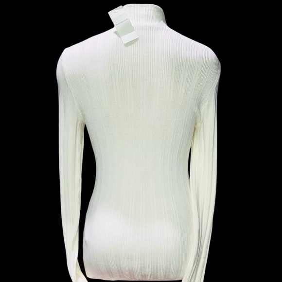 NWT Abercrombie & Fitch Ribbed Mockneck Cream Ivory Sweater Preppy Y2K Viscose M - Picture 5 of 8